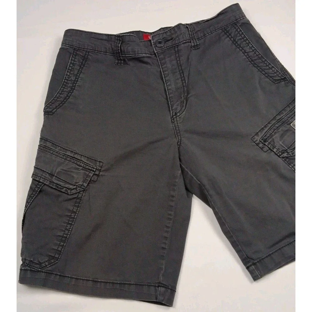 Unionbay Mens Size 32 Charcoal Gray Cargo Shorts Stretch Casual Outdoor